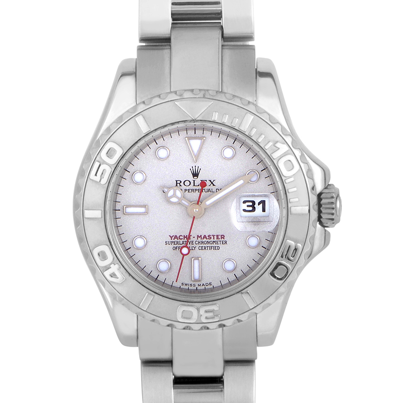 Rolex Yacht Master Lady Stainless Steel Watch Platinum Dial & Bezel 29mm  169622