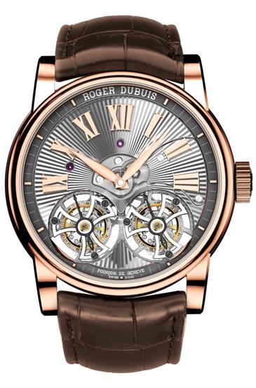 Roger Dubuis Double Flying Tourbillon in pink gold with Hand-made Guilloché movement
