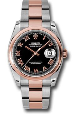 Rolex Datejust 36mm - Steel and Gold Pink Gold - Domed Bezel - Oyster 116201 bkro