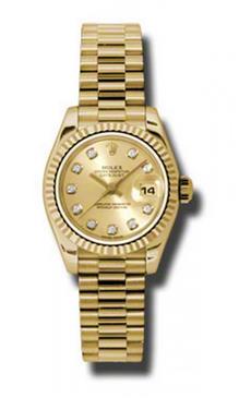Rolex Datejust Lady Gold 26mm Fluted President 179178 chdp