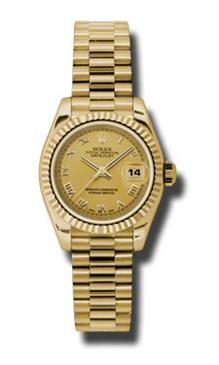 Rolex Datejust Lady Gold 26mm Fluted President 179178 chrp